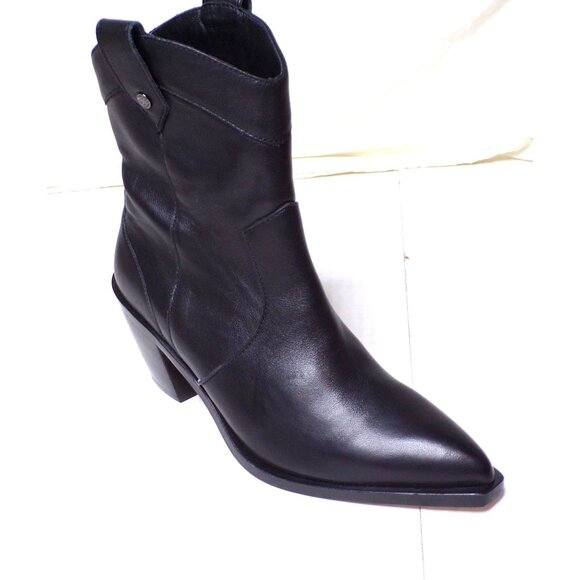 🆕7 FOR ALL MANKIND FREE PEOPLE Western Cowboy Bootie Ankle Boot 6 Black - Picture 14 of 16